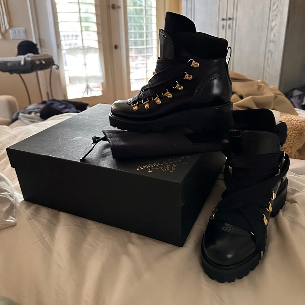 Angela Scott Black Leather Boots - Picture 11 of 13